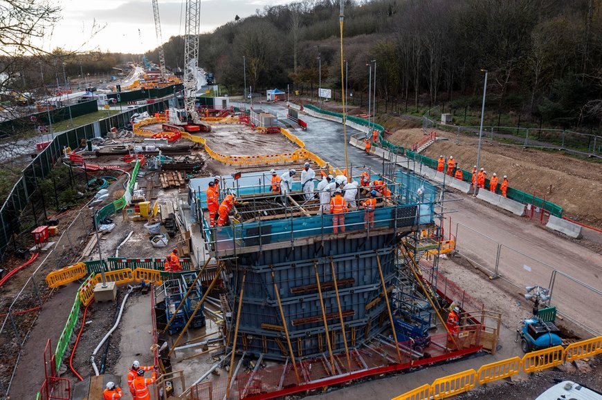 HS2 creates first of 56 giant piers for UK’s longest rail bridge